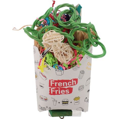 Bird Chewing Shredding Foraging Toys Colorful Encourage Instinct Bird Shredded Paper Toys for Small Medium Parrot Birds French Fries Box (1/5)
