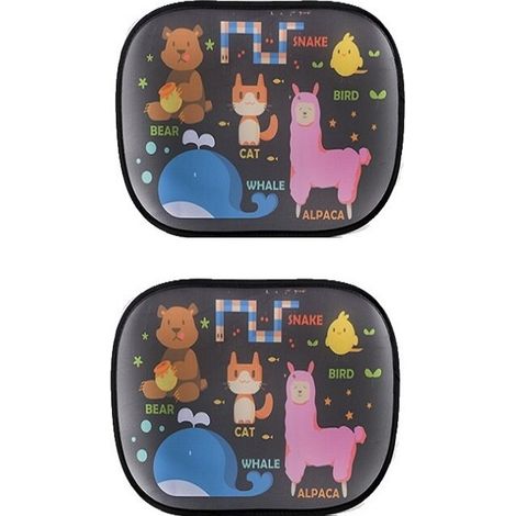 Juego de 2 sombrillas infantiles con protección UV certificada, autoadhesivas, estampado de animales, multicolor (1/3)