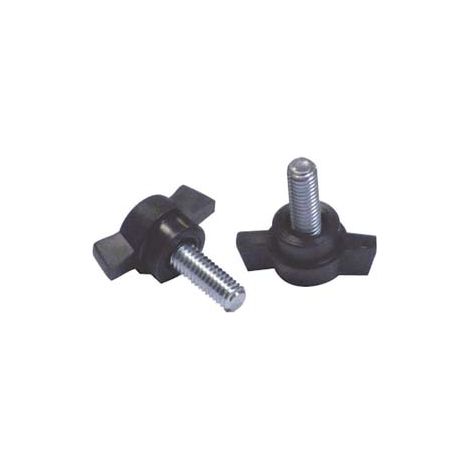 VOLANTINO A FARFALLA A 2 ALETTE CON PERNO FILETTATO IN ABS NERO- - M6 - 10 pezzi