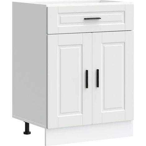 Mueble de cocina que optimiza el espacio de almacenamiento 60 x 46 x 81,5 cm patas ajustables diseño moderno en madera de ingeniería blanca 020050272 (1/5)