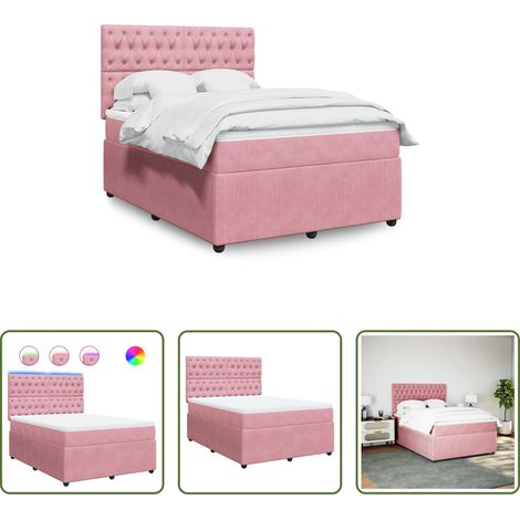 Matelas à ressorts ensachés - Sommier à lattes de lit avec matelas Rose 140x190 cm Velours (1/5)