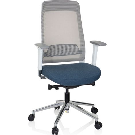 Bürostuhl / Drehstuhl CHIARO T2 WHITE Netzstoff / Stoff grau / blau hjh OFFICE (1/5)