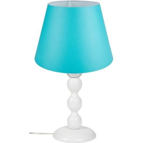 Lampada da tavolo base bianca e paralume tessuto colore turchese LAGUNAH272877 (1/5)