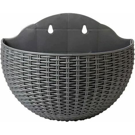 (Gris) Jardinière murale suspendue, jardinière en rotin, clôture de balcon, jardinière suspendue d'extérieur, jardinière suspendue de balcon (1/5)