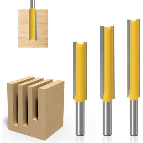 3-teiliges Set Hartmetall-Holzfräser mit geraden Backen und 8-mm-Schaft, 3 extra lange gerade Fräser (8 12,7 50, 8 12,7 63, 8 12,7 76) (1/5)