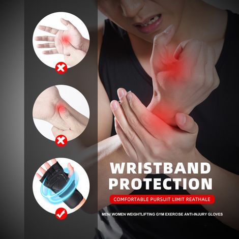 Gants de musculation ventilés avec paume en silicone antidérapante et bandes de poignet intégrées - Hommes et Femmes (1/2)