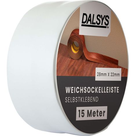 Dalsys Weichsockelleiste selbstklebend Klebeleiste, Abschlussleiste für Fugen in Wohnbereich, Küche, Bad, aus PVC Kunststoff - Grau 5m