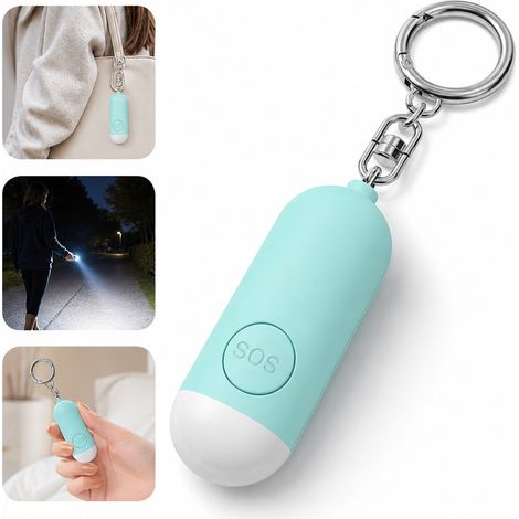 Alarme Personnelle de Securite 130 dB Rechargeable avec Lampe LED Portable pour Femme Enfant et Personne Agee Bleue (1/5)