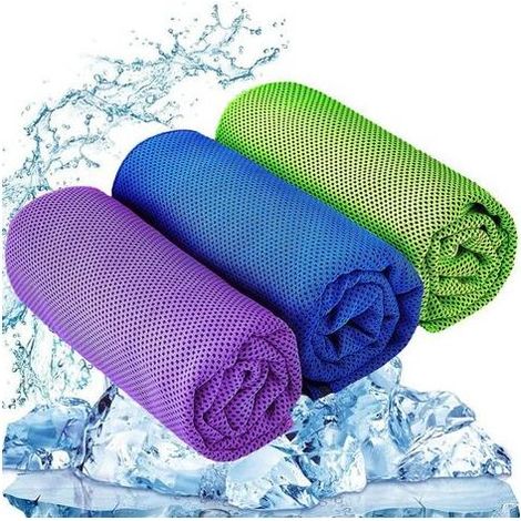 Serviette rafraîchissante en microfibre (100 x 30 cm) pour le cou, le yoga, le golf, la salle de sport et autres activités.