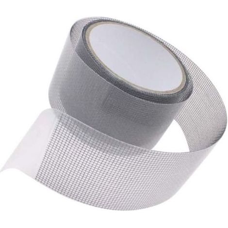 1 rouleau de ruban adhésif pour moustiquaire, colle de réparation d'écran, ruban adhésif simple face en maille, colle transparente grise, 5 cm de large