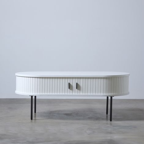 Table basse avec rangement 120x60x45 cm chêne blanc et noir - SKYRA