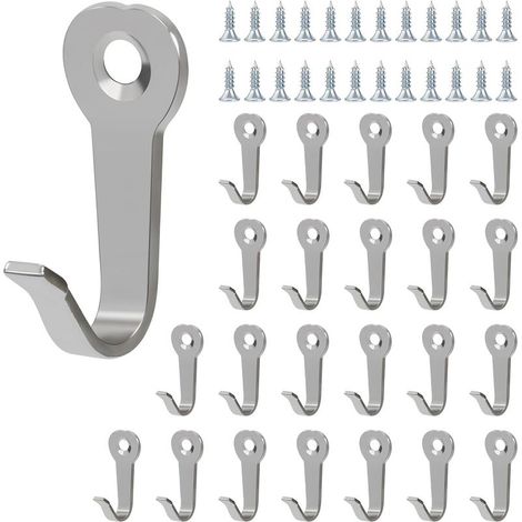 Metall-Kleiderhaken, 24 Stück Wandhaken, schlichte Retro-Wandgarderobe mit Schrauben, rostfrei für Küche, Badezimmer, Büro, Kleiderschrank, Handtuchhalter (Silber) (1/5)