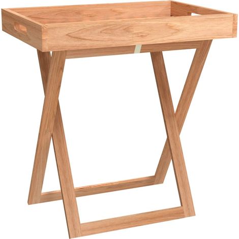 Table à plateau pliante 52x36x56,5 cm Bois massif de noyer CFW140865 (1/5)