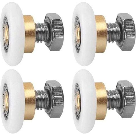 Roulettes pour porte coulissante, lot de 4 roulettes de douche, rails de douche, roulettes pour porte de douche, roulettes coulissantes, roue de rechange pour porte (20 mm)