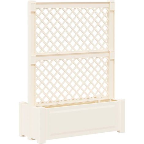 Grand pot de fleurs à treillis, blanc, 99,5 x 43 x 133,5 cm