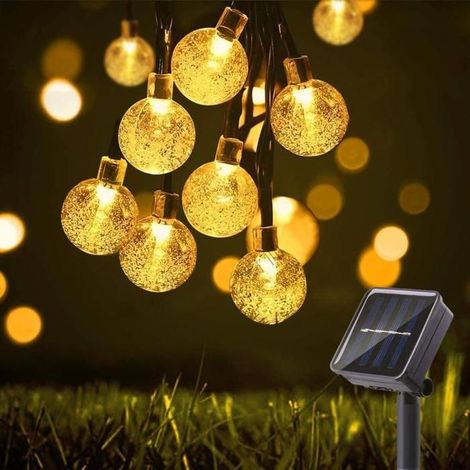 Guirlande lumineuse solaire, 50 LED décoratives d'extérieur en forme de boule de cristal, 7 m, pour jardin, cour et Noël Label