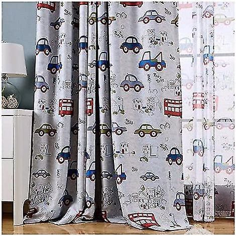 Lot de 2 rideaux occultants à motifs de voitures pour enfants (140 x 230 cm) (1/4)