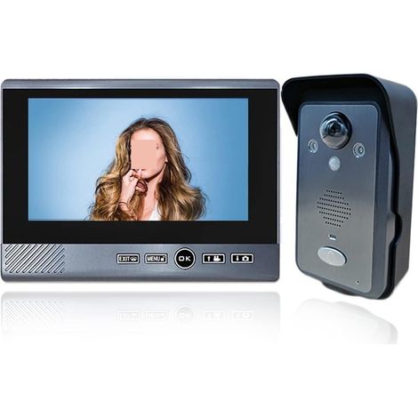 Caméra de sécurité sans fil avec sonnette vidéo Système d'interphone vidéo sans fil avec caméra, écran d'affichage de 7 pouces, interphone sécurisé Installation facile ( Color : 1 Doorbell 1 Display , (1/5)