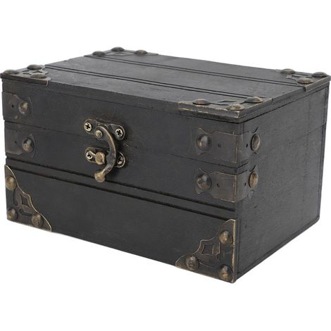 Retro-Schmuckkästchen aus Holz, Aufbewahrungsbox, Organizer, Schmuckkästchen für Mädchen, Freundinnen, Frauen, Vintage-Grau (1/5)