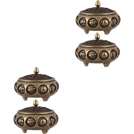 2 Pièces pour Pot Rétro Encensoir Bol Plateau Succès Style Vintage Ornement Décor Maison Richesse Décoration Four Figurine Couvercle Feng Bâtons Intérieur (1/5)