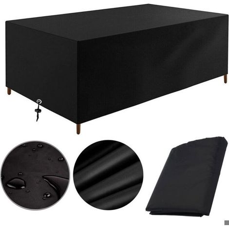 Funda para muebles de jardín - Impermeable - Protección UV - 123 x 74 cm - Negra (1/4)