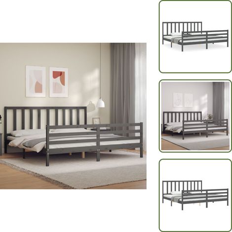 - vidaXL Giroletto con Testiera Grigio 200x200 cm in Legno Massello -