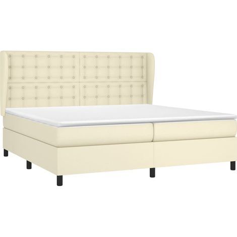 Boxspringbett mit Matratze Creme 200x200 cm Kunstleder vidaXL (1/4)
