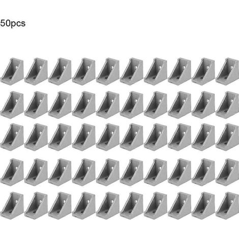 50 Stück Aluminium-Eckwinkel, 2 Löcher, rechtwinklig, L-Form, für 2028 Aluminiumprofile