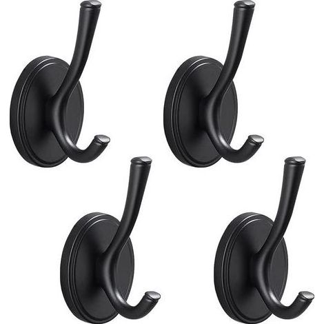 TAISHENGDA Handtuchhaken, 4 Stück, selbstklebende Haken, max. 10 kg, Wandhaken, Klebehaken, Haken, Edelstahl, für Badezimmer/Küchen/Schlafzimmer, Hotels (Schwarz) (1/5)
