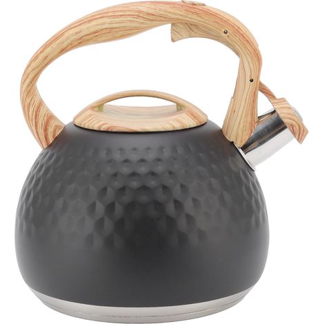 Bouilloire à sifflet 3L en acier inoxydable 304 pour cuisinière, style fermier, idéale pour la cuisine, couleur noire (1/5)
