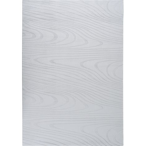 Alfombra de pelo de conejo sintético peluda motivo vetas 160 x 230 cm gris claro Ontake (1/5)