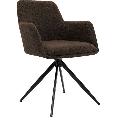 Silla de Comedor Olema de Tejido de Peluche Marrón (1/5)