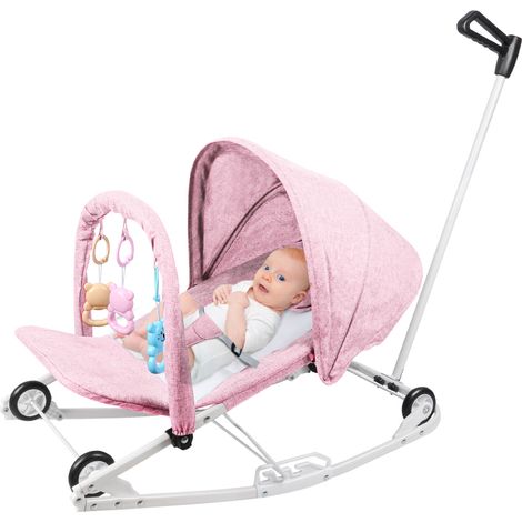 Skecten – Transat bébé 2 en 1 – Dossier réglable 3 positions – Arche de jeux – Pliage compact – 0-6 mois jusqu'à 9 kg (rose) (1/5)