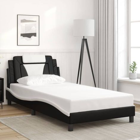 Bettgestell "Viana" ohne Matratze Schwarz und Weiß 100x200 cm Kunstleder (1/5)