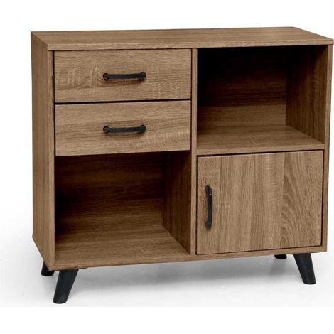 ARES MOBILE IN LEGNO CON 2 CASSETTI E ANTA 80 X 30 X 70 CM COLORE NOCE (1/2)