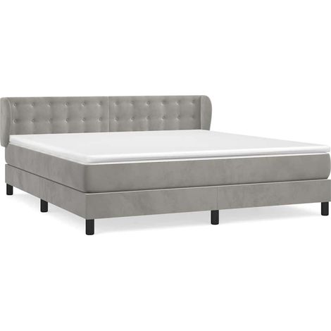 Maison Exclusive - Sommier à lattes de lit et matelas Gris clair 160x200cm Velours (1/5)