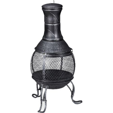 Brasero mexicain courbé design convivial jardin 89 x 45 x 45 cm avec porte coulissante ambiance chaleureuse en fonte anthracite (1/5)