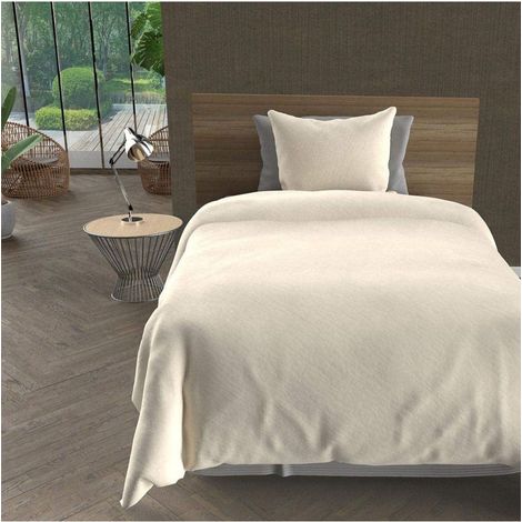 Soleil D Ocre – Parure de lit unie en lin 140x200 cm – Toucher doux – Très légère et respirante – Housse de couette + 2 taies 63x63 cm