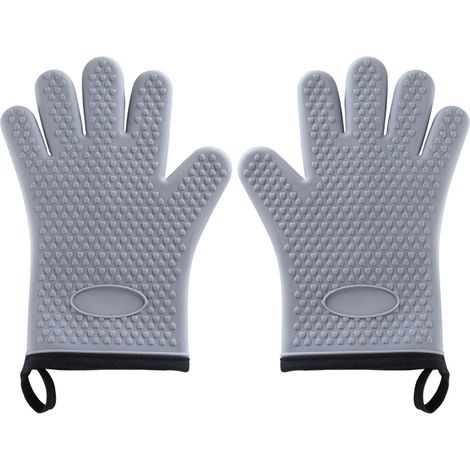 1 paire de gants anti-brûlure en silicone - Gants anti-brûlure de type A à cinq doigts (vert menthe) (1/5)