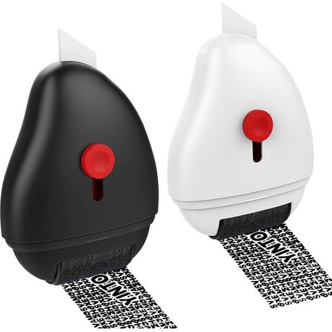 2 en 1 Tampons Rouleaux Contre Vol d'Identité, Lot de 2 Tampons Rouleaux en ABS Auto-Encreur, avec l'Outil en Plastique Sépare les Papiers pour Protection de la Vie Privée, Noir + Blanc (1/4)