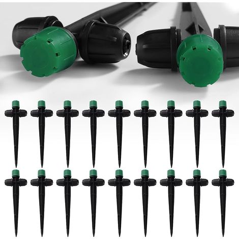 18 Pièces Goutteurs Réglables à 360 Degrés, 8-Trou Émetteurs Goutte à Goutte Réglables avec Verrou Barbelé pour Tuyaux de 1/4", Goutteurs d'eau d'irrigation, pour d'irrigation, Vert Foncé