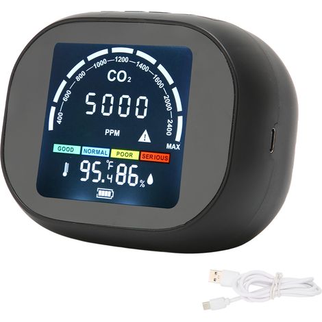 Détecteur de CO2 infrarouge haute précision - Thermomètre hygromètre compact avec alarme pour bureau et maison
