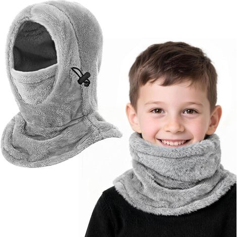 Kinder Sturmhaube Thermo Fleece 3-9 Jahre, Winddicht, Verstellbar, Hellgrau (1/5)