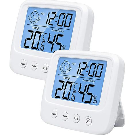 Lot de 2 thermomètres pour usage intérieur, thermomètre d'ambiance numérique, hygromètre intelligent LCD (1/4)