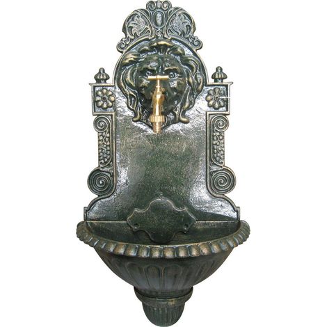 1PZ FONTANA IN GHISA LEONE ANTICHIZZATA CON RUBINETTO col. Verde