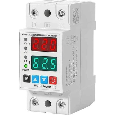 Disjoncteur numérique de protection de tension AC 220 V avec écran LCD réglable et surtension 63 A, moniteur d'alimentation sur rail avec récupération automatique (1/5)
