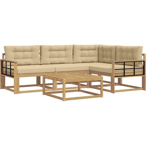 Outdoor Sofa Set 5 pcs White and Beige Polyester vidaXL (1/5)
