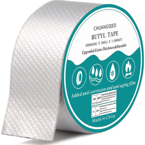 5cm X 5m Ruban butyle aluminium étanchéité toit,Butyle Aluminium Bande,Ruban adhésif butyle à feuille d'aluminium pour l'étanchéité des toits,Réfection des fuites de toiture (1/5)
