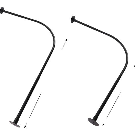 Tringle de Douche, Design en L, Télescopique et Résistante à la Rouille, noir (1/2)