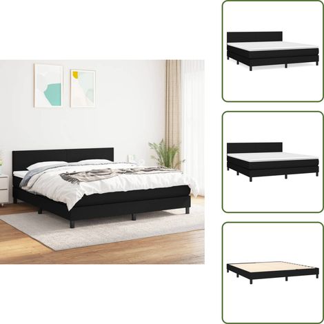 Boxspringbett mit Matratze Schwarz 160x200 cm Stoff - Boxspringbett - Doppelbett - Schlafsystem - Bettrahmen - Matratze (1/5)